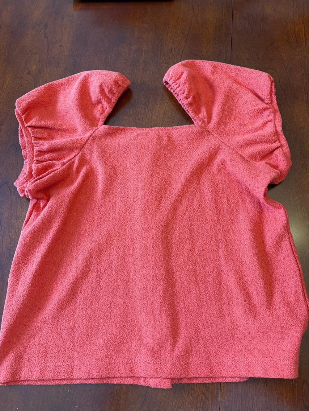 NWT Madewell Jacquard Square-Neck Puff-Sleeve Top Red Coral S - Picture 6 of 6